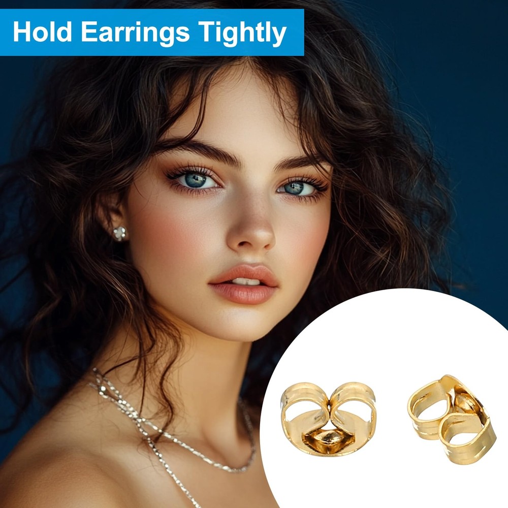8 Pcs 14K Gold Locking Earring Backs Replacement Hypoallergenic Earring Stoppers