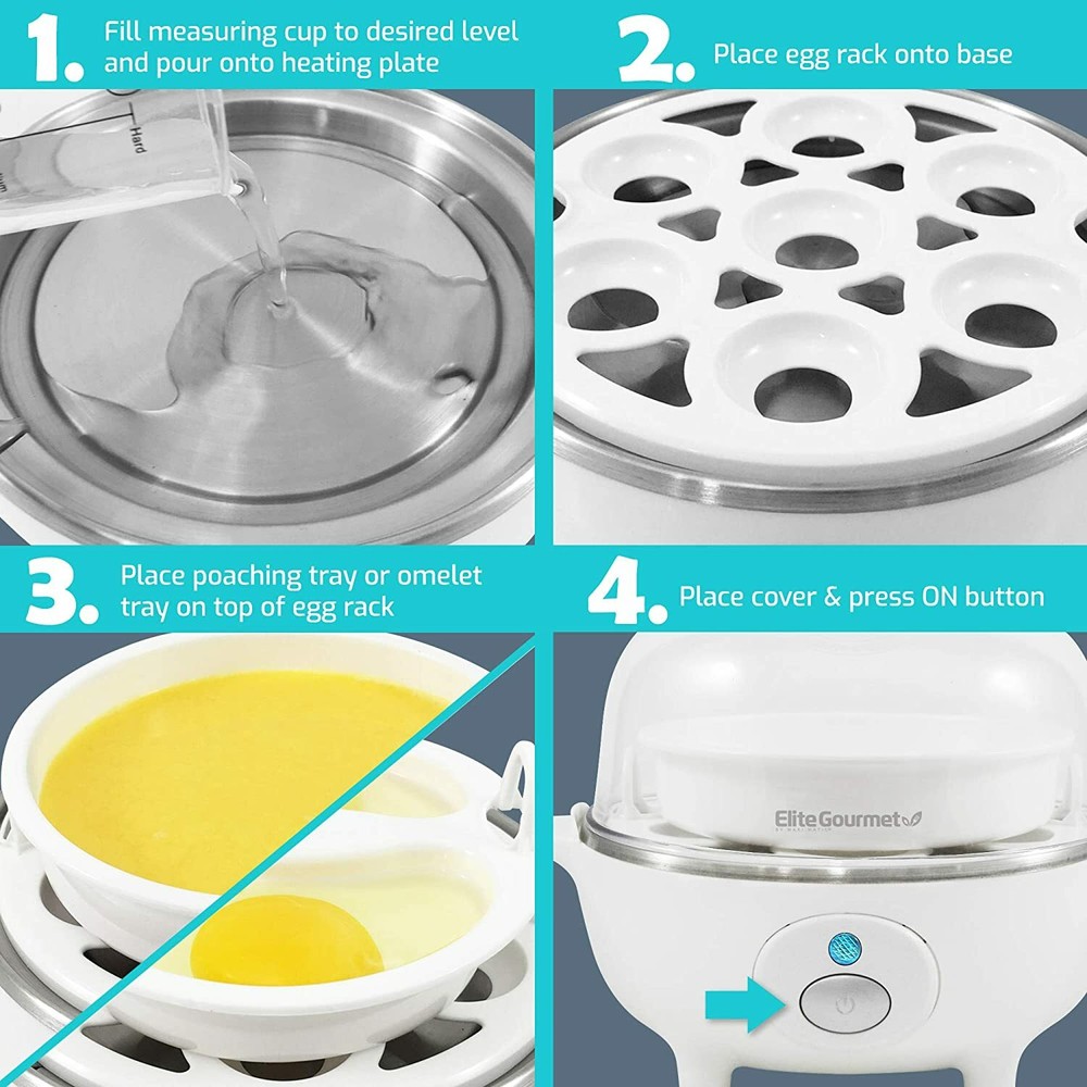 Easy Electric Poacher, Omelet Eggs & Soft, Medium Boiled