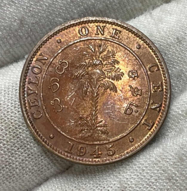 1945 Ceylon One Cent Excellent Condition High Value
