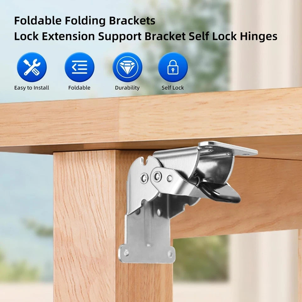 YDAJIURI Folding Brackets 4 Pack, Heavy-Duty Self-Locking 4 Silver