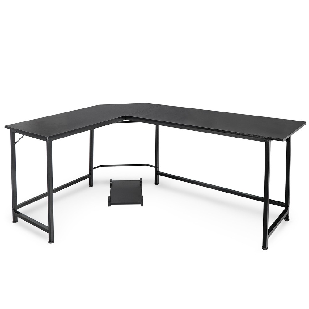 L-Shaped Desk Corner Computer Gaming Work Table Workstation Office Black 66"