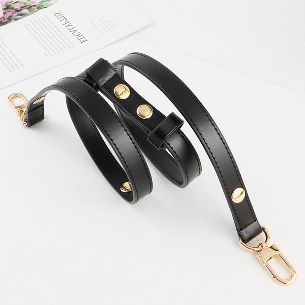 Bag Strap Genuine Leather Shoulder Replacement Three Gears Black
