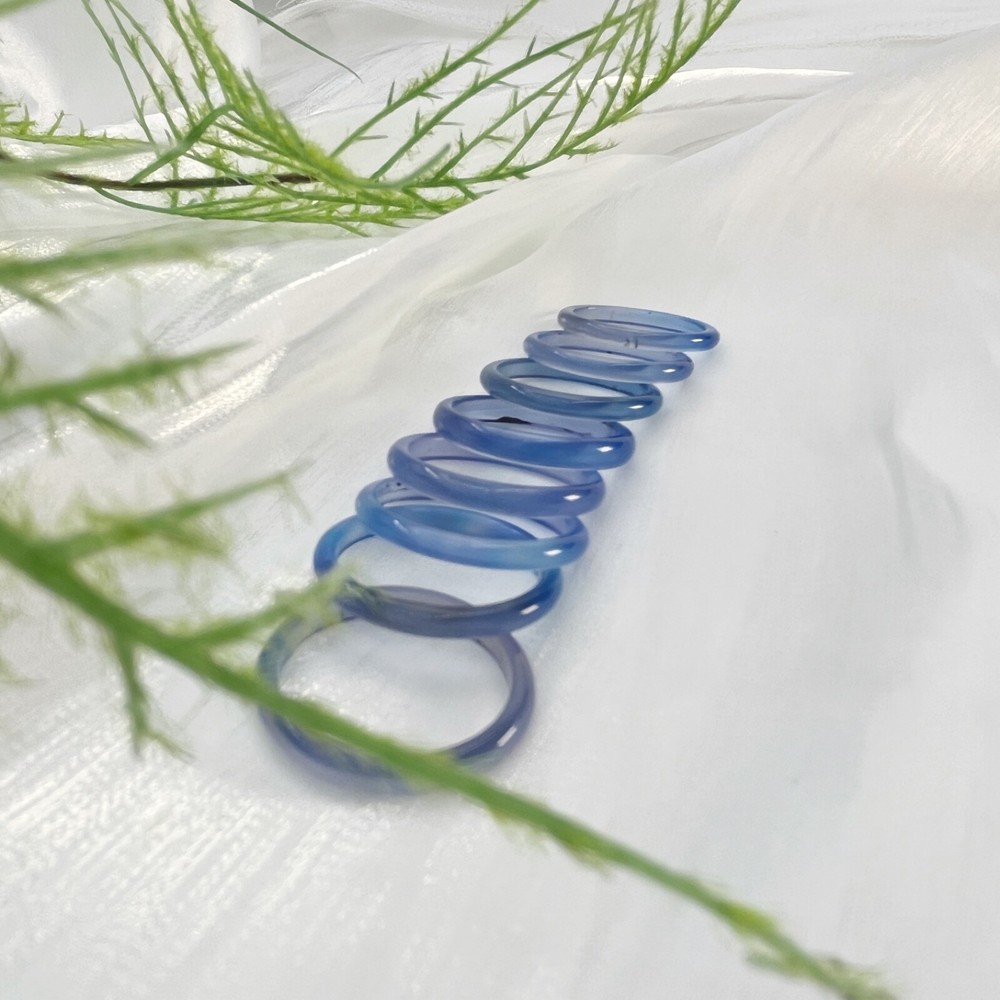 2mm blue agate solid band ring , gemstone ring stacking ring