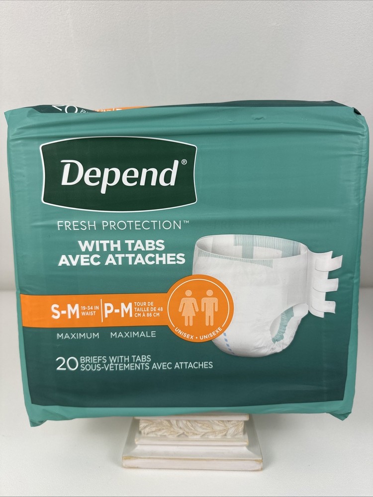 Depend Maximum Protection with Tabs Incontinence Briefs, S/M, 20 Count