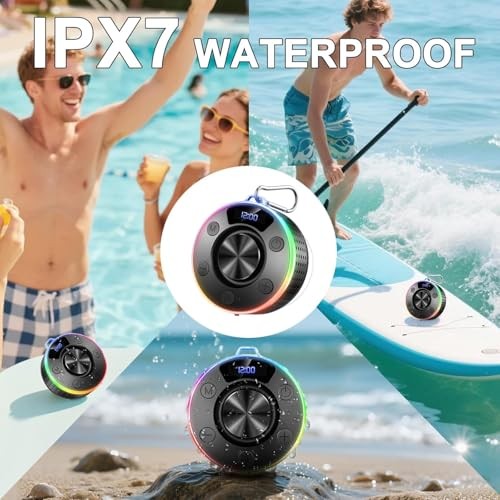 Bluetooth Shower Speaker, Portable Bluetooth 5.4 Speaker with 360°HD black