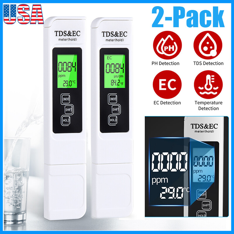 2-Pack TDS Meter Digital Water Quality Tester EC&Temperature for Drinking Water