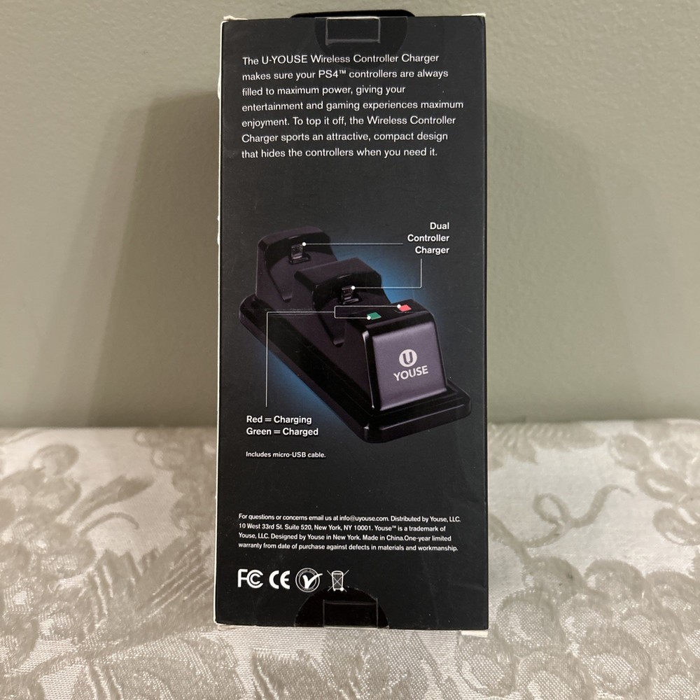 U Youse Wireless Controller Charger For PS4 Controllers Black