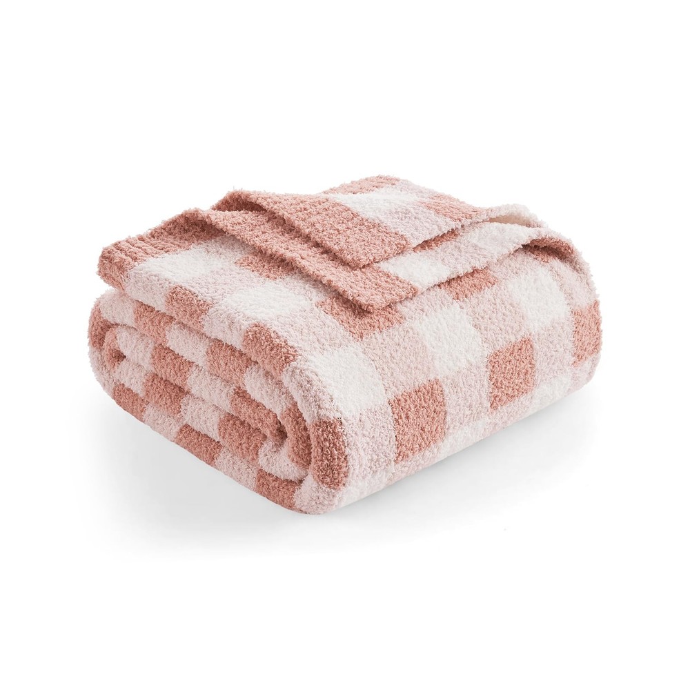 Checkered Throw Blanket for Couch, Super Soft, Cozy Warm Knit Decorative Blan...