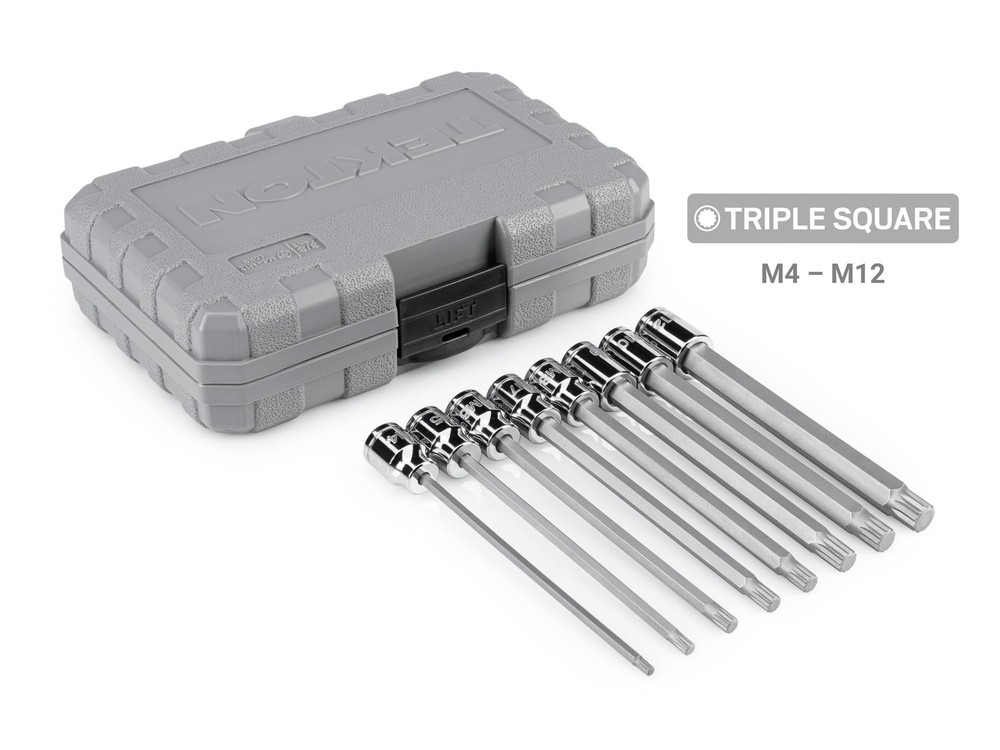 TEKTON 3/8 Inch Long Triple Square Bit Socket Set with Case (8-Piece) | SHB91...
