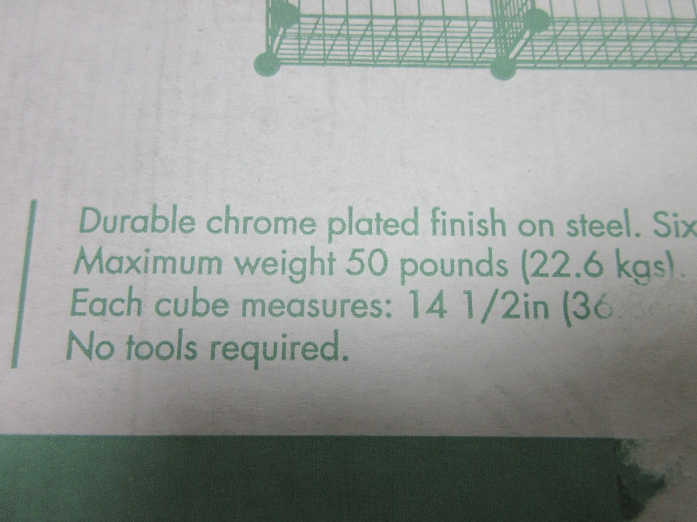 Floor Standing 6 Cube CHROME Storage Unit Garage Office Organizer