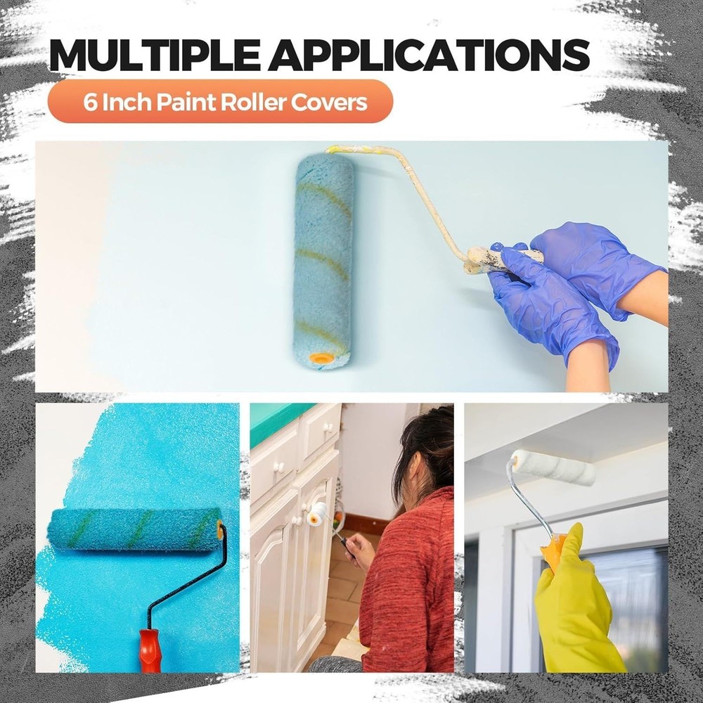 150 Pcs 6" x 1/2" Paint Roller High Density Microfiber Roller Refills Mini ...
