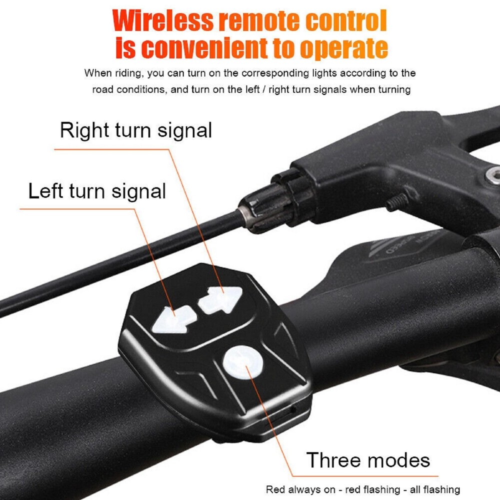 Wireless Bicycle Alarm Rear Tail Light IPX4 Waterproof Remote Control USB