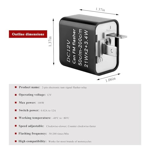 12V Speed Adjustable 2 Pin LED Flasher Relay, Electronic Flash Relay for