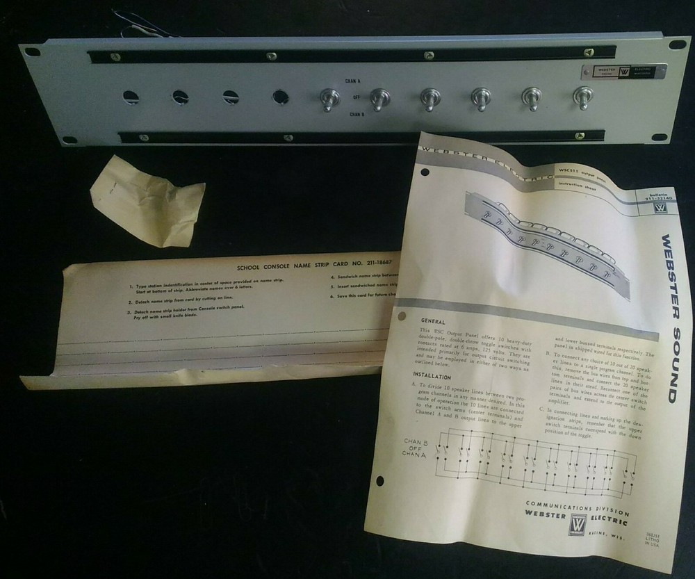 Webster WSC 511 Intercom Public Address Channel Pgm Switch Panel School Console