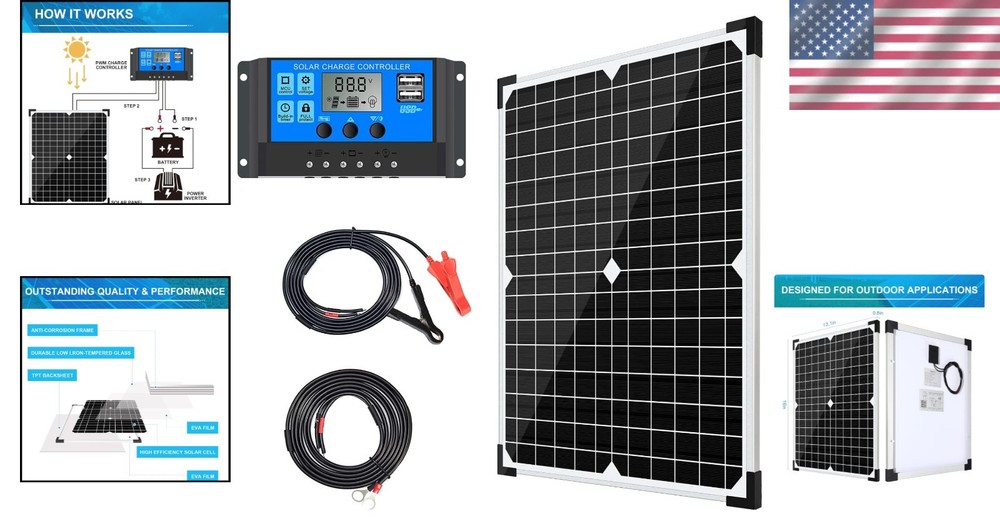 Lightweight 20W Solar Charger Kit with Protective Controller for Versatile Use