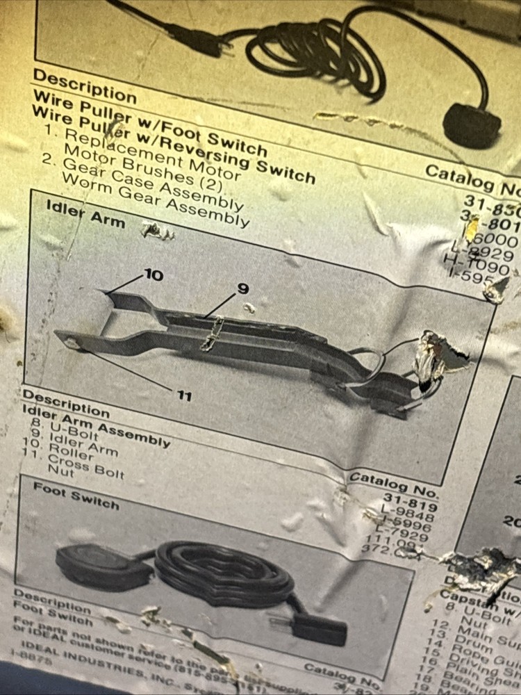 Ideal Wire And Cable Pulling System, Vintage Reversing Cable Puller 31-830 Set 4