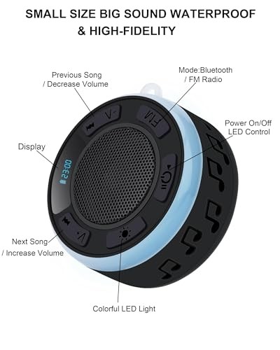 Shower Speaker Bluetooth Waterproof, Portable Wireless Bathroom Speaker with