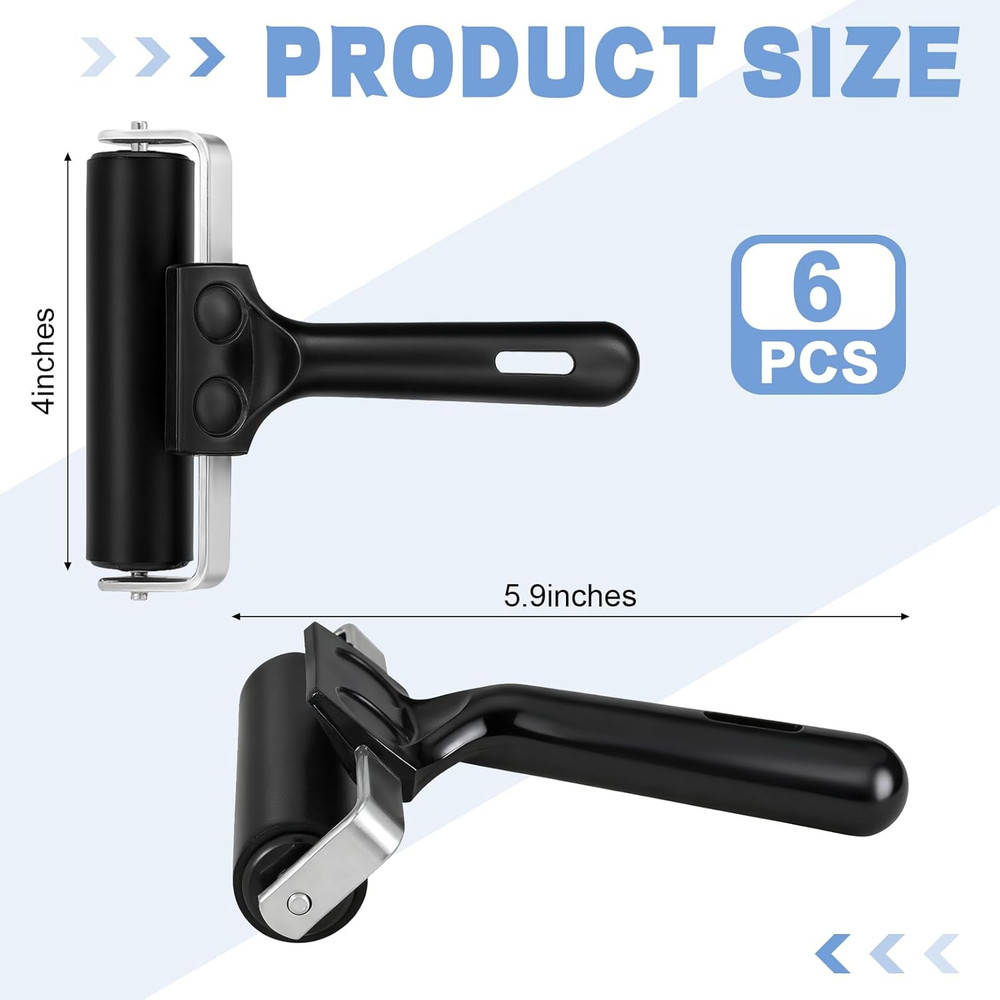 6 Pack 4" Rubber Brayer Roller Hard Rubber Rollers Crafting Printing Printmaking