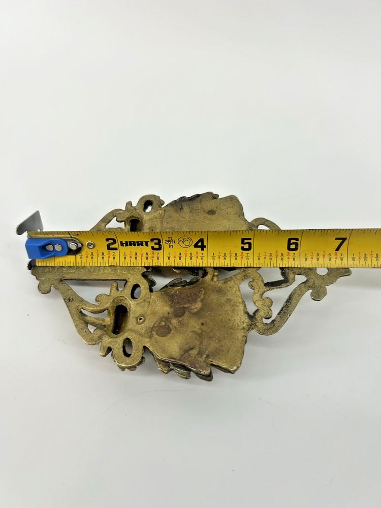 Vintage Antique Solid Brass Leaf Pattern Wall Match Safe Holder Decorative Neat!