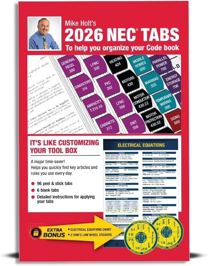 Mike Holt's Electrical Code Tabs, Based on The 2026 NEC