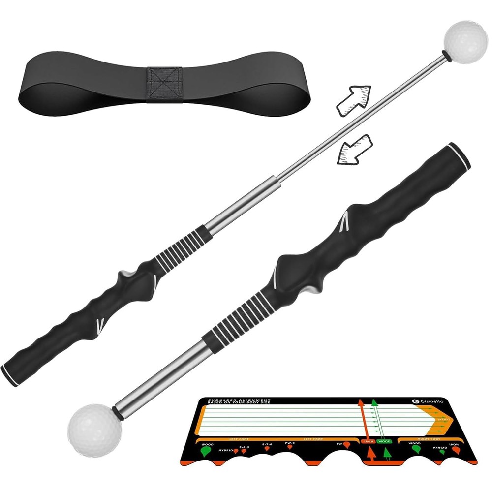 Golf Swing Training Aid - Retractable Grip Trainer with Click Feedback Portab...