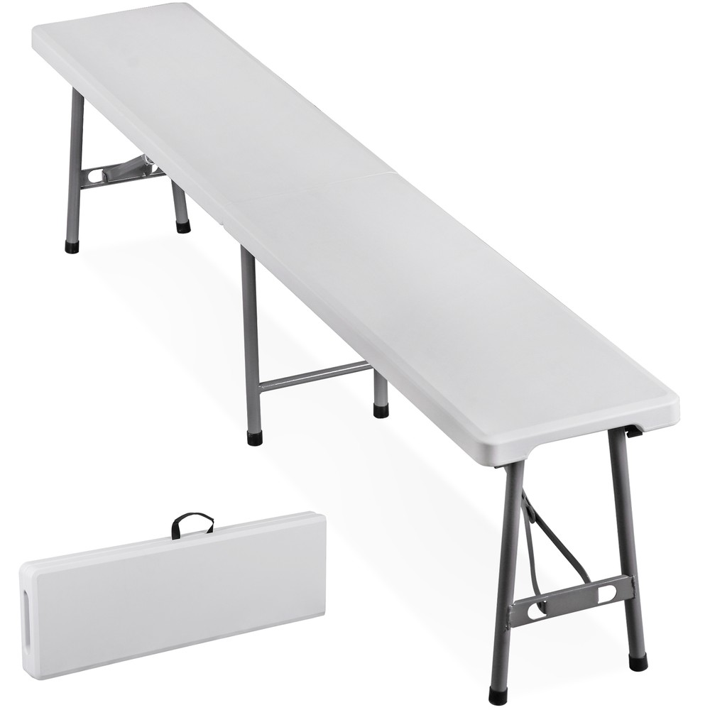 2 PCS Folding Bench 6FT Plastic Folding Bench with Handles for Party Camping
