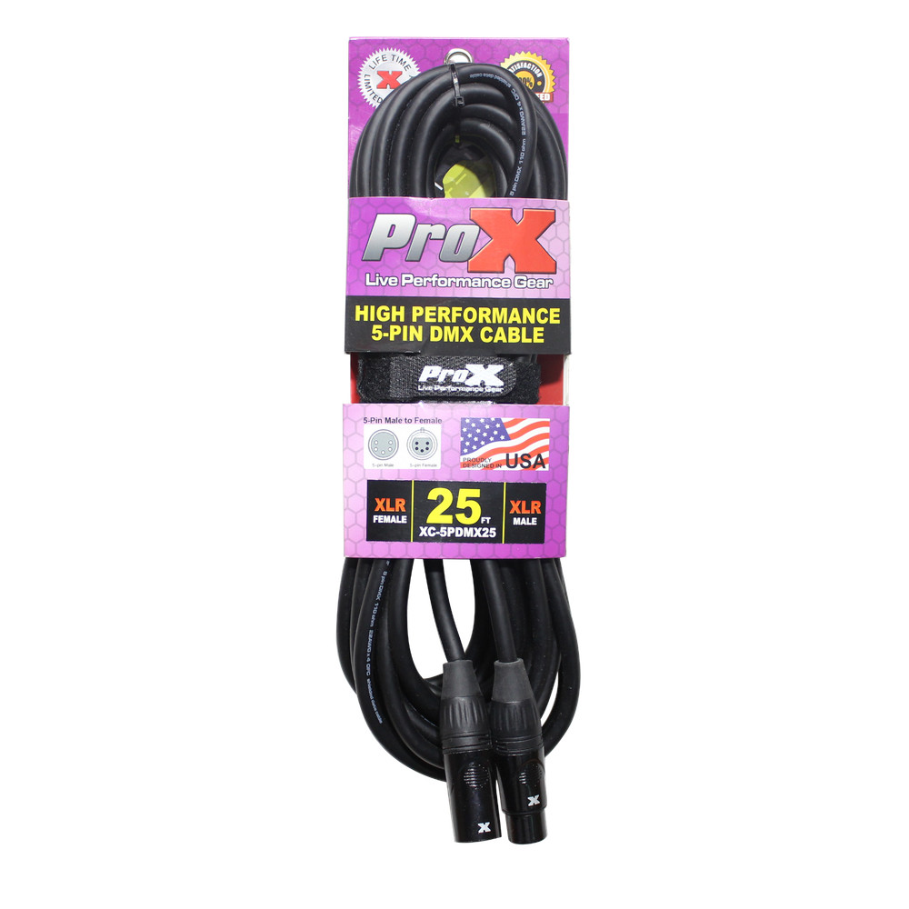 8 ProX 5 Pin 25 ft Shielded Data DJ Stage Lighting DMX Cables