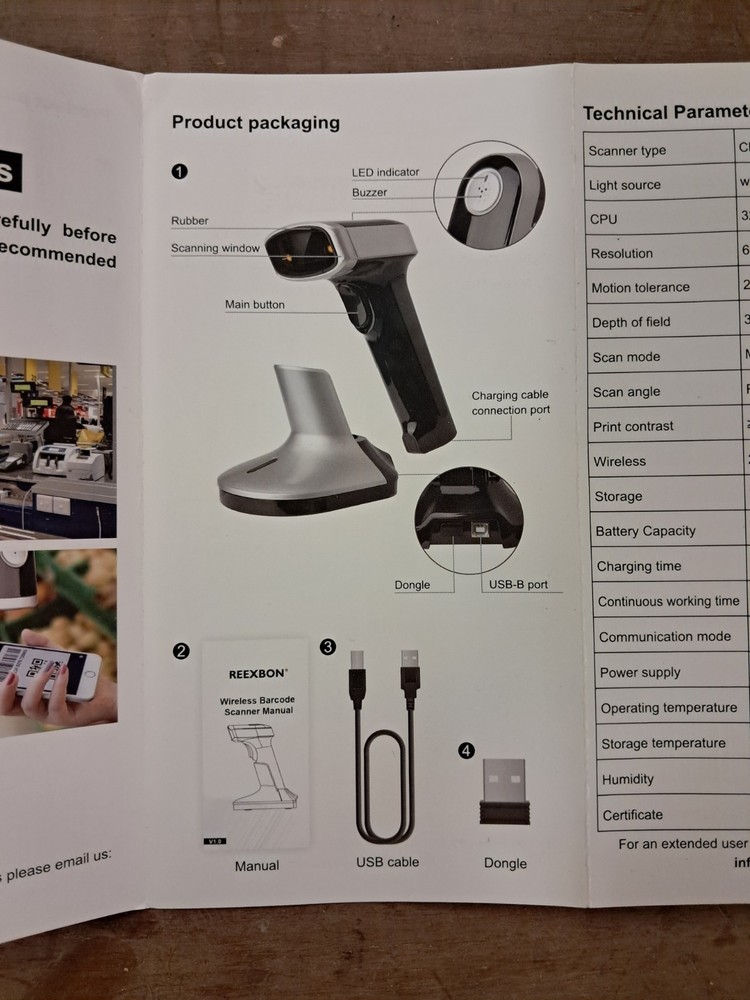 Reexbon Wireless Barcode Scanner V1.0