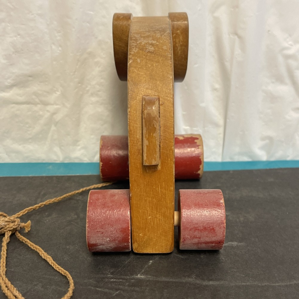 VINTAGE Wood Elephant 4 Wheel String Pull Toy