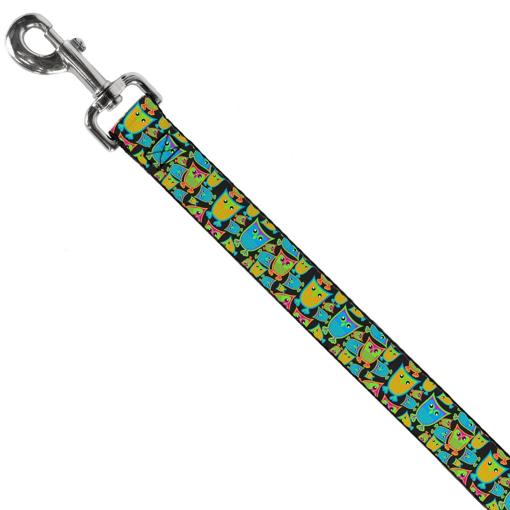 Dog Leash Owls w/Outline Black/Multi Neon