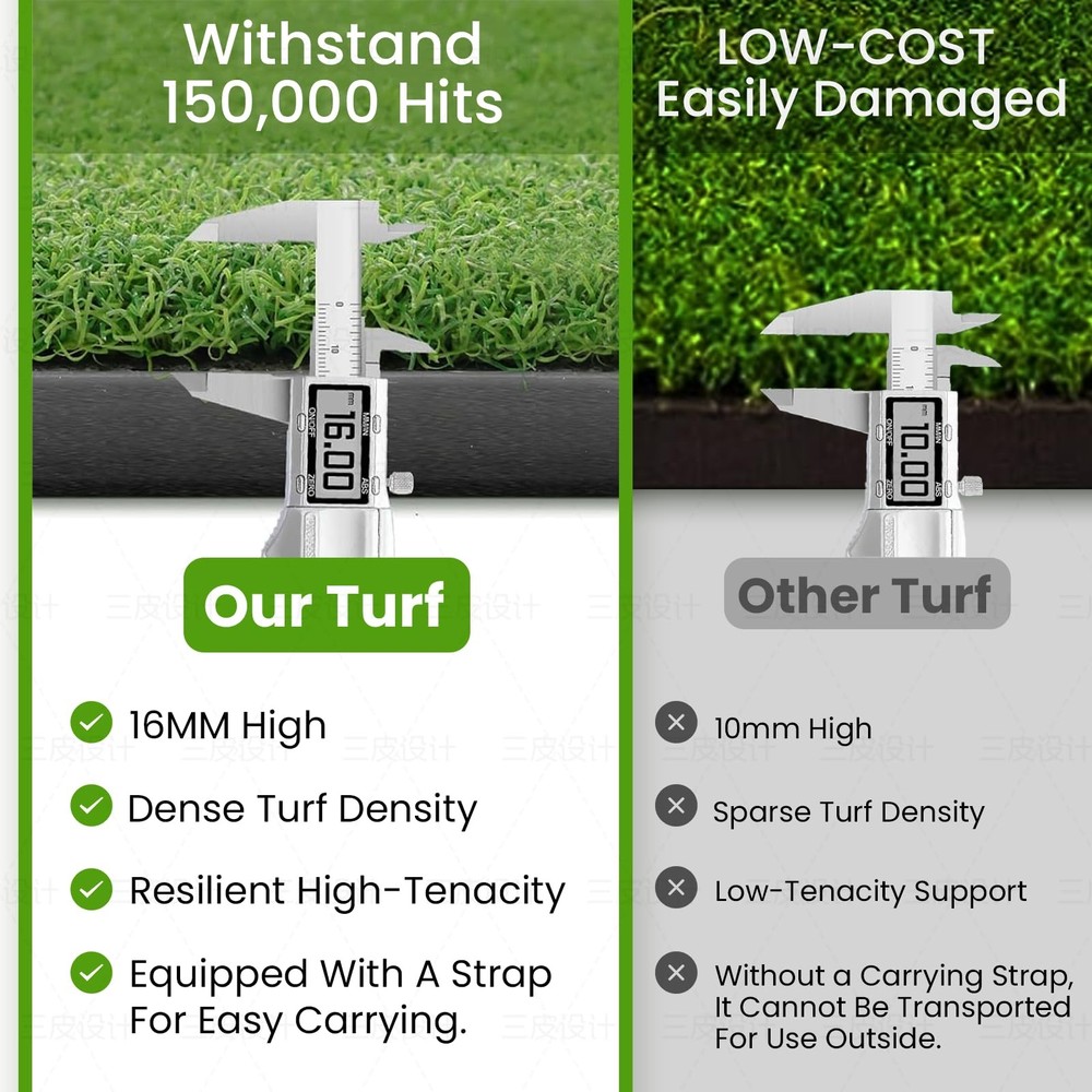 Golf Hitting Mat 5x4ft, 31mm Artificial Turf Practice with green