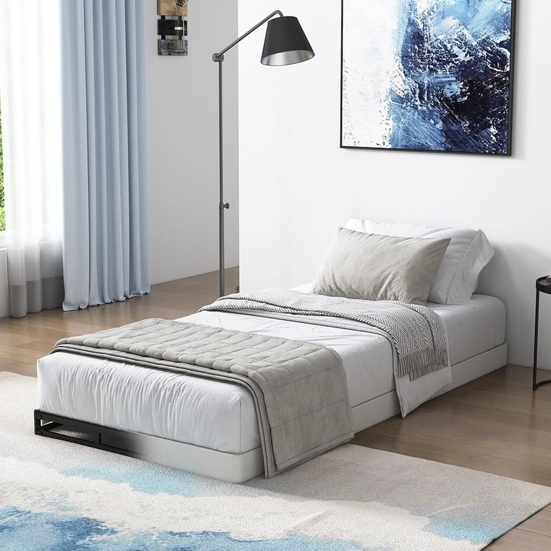 Sturdy Twin Box Spring Low Profile Metal Support Easy Assembly Anti-Slip Quiet