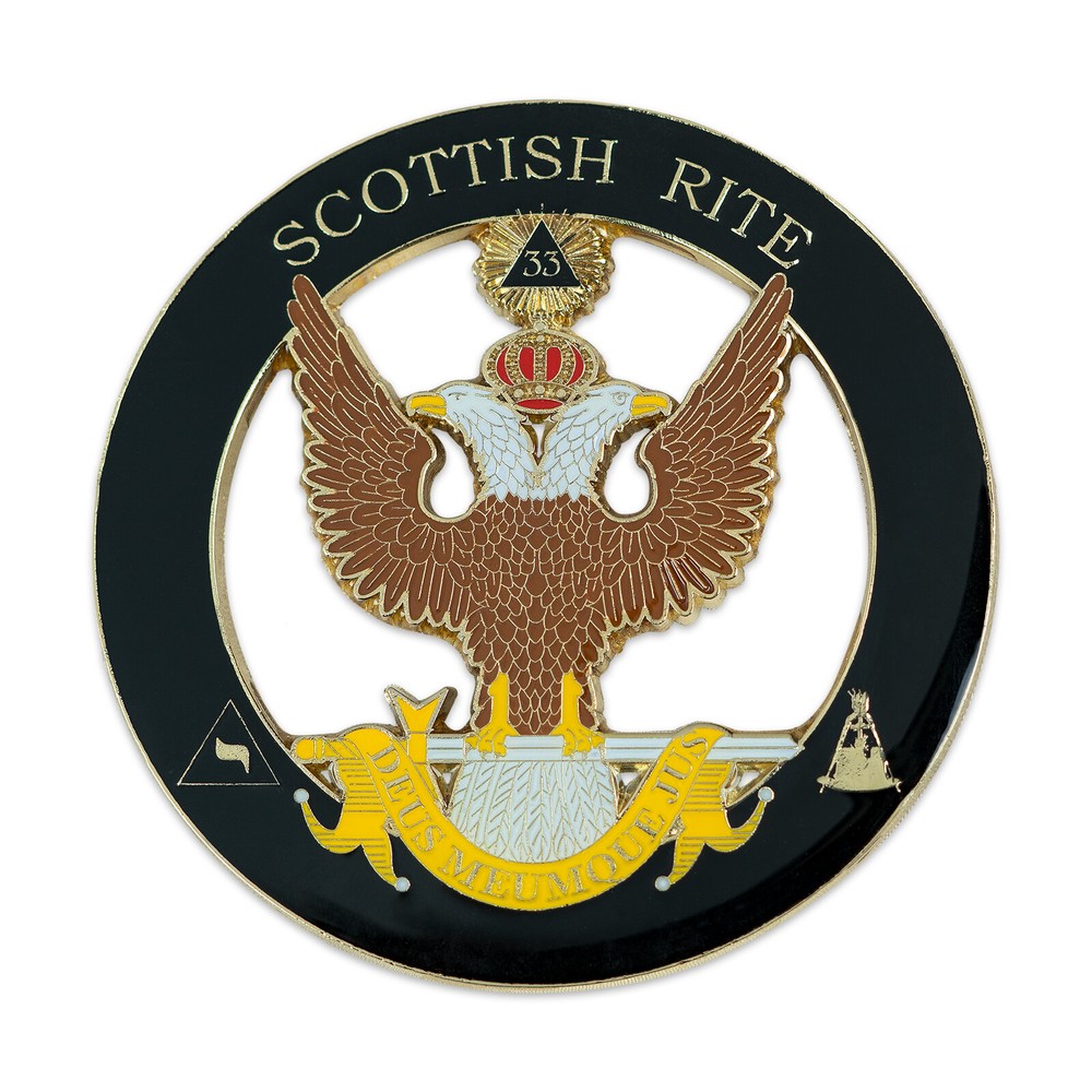 33rd Degree Double Headed Eagle Scottish Rite Round Masonic Auto Emblem