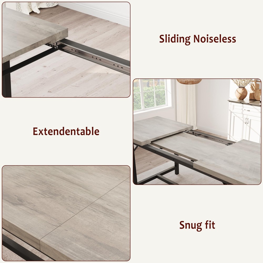 3PC Extendable Dinner Table Home Dining Table Set ,Kitchen Table and 2 Benches