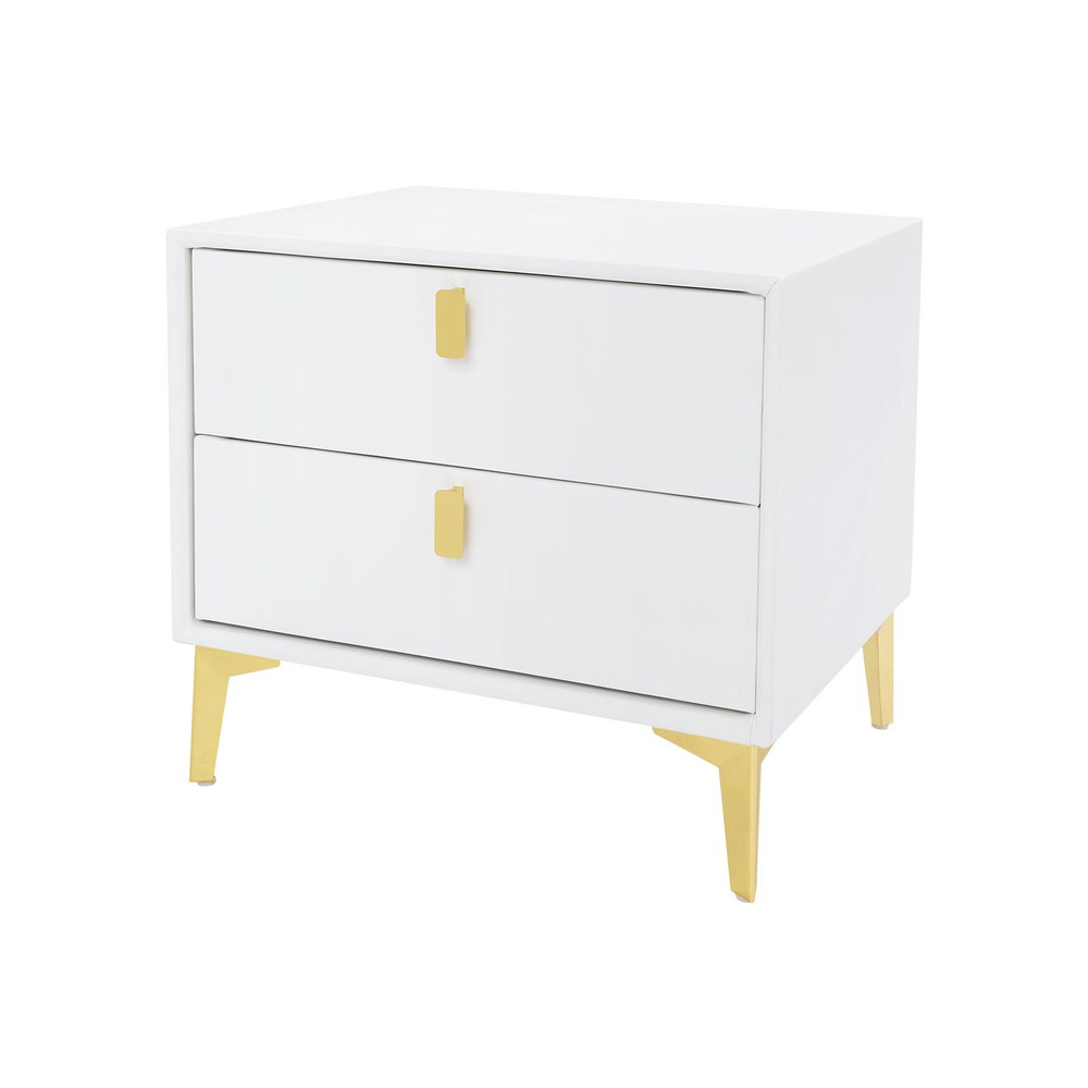 White Bedside Table, Storage Cabinet for the Bedroom, Side Table with 2-drawers!