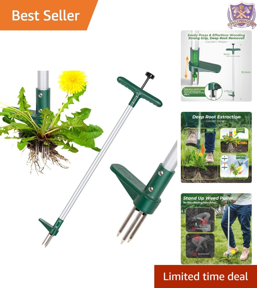 Weed Puller Stainless Steel Long Handle 3 Claws Garden Tool for Easy Weeding