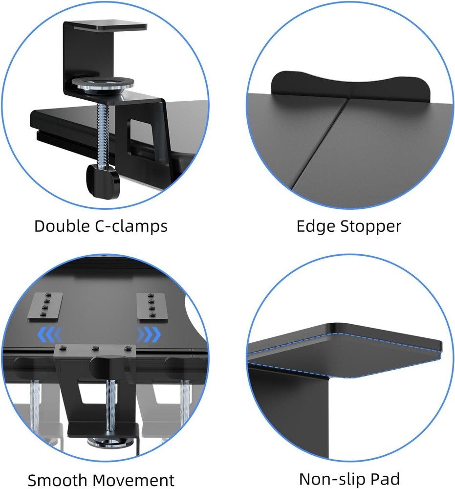 SUPTEK | Keyboard Tray Under Desk Pull Out with C Clamp Mount