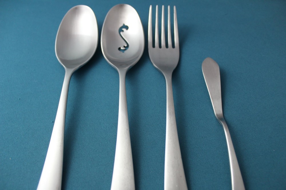 Studio William LARCH SATIN Serving (4pc Set) Tablespoon Pierced Fork China