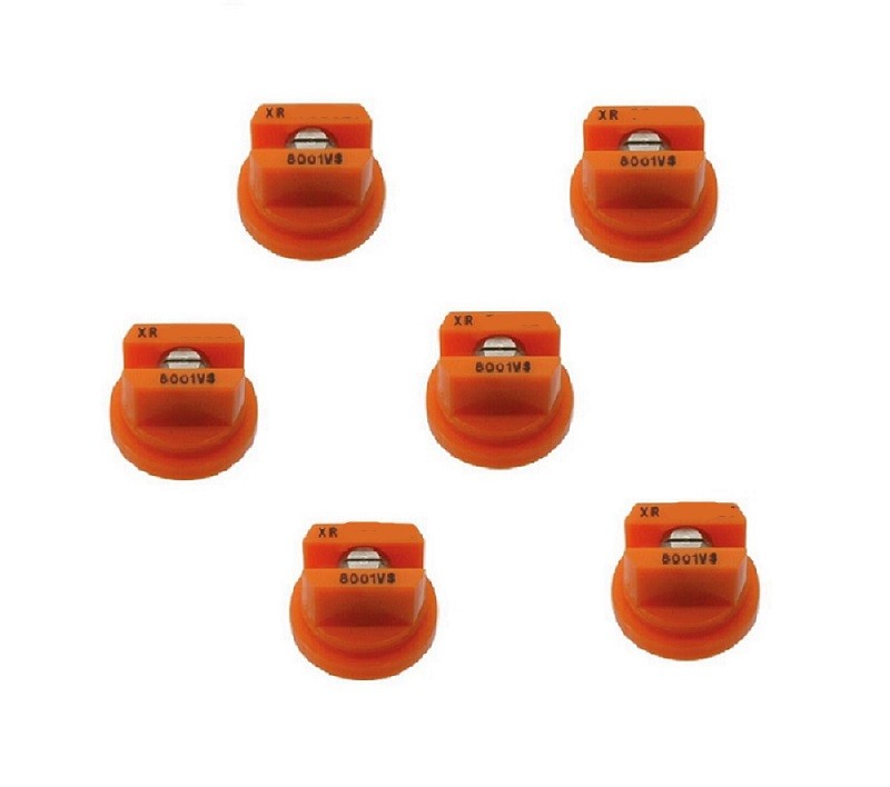 Pack of 6 - TeeJet Extended Range Flat Spray Tips Orange 80° Polymer w/SS Insert
