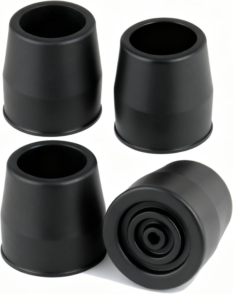 Rubber 4 Pcs Walker Tips 1 1/8'' Heavy Duty, Replacement Tips for Walkers, Commo