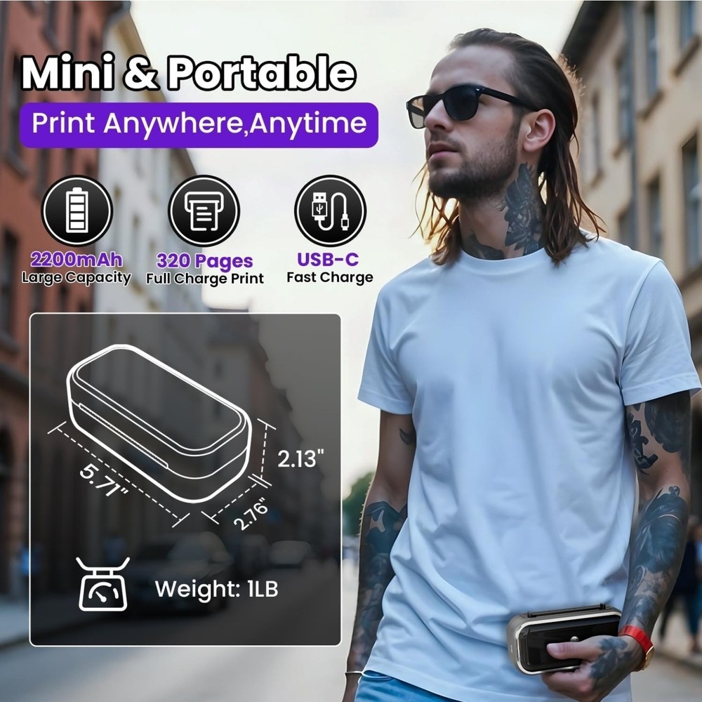 Phomemo TP31 Tattoo Stencil Printer Mini Tattoo Printer w/ 30pcs Transfer Paper