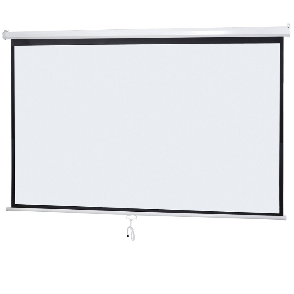 100" Diagonal Projection 16:9 Projector Screen HD Manual Pull Down Home Theater