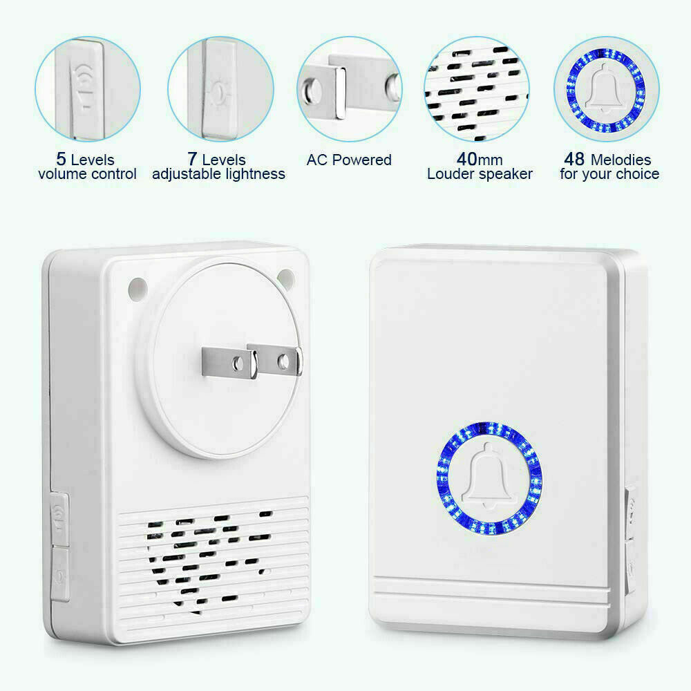 Door Open Alert Chime Wireless 600ft 5 Volume Level 2 Magnet Sensor +Transmitter