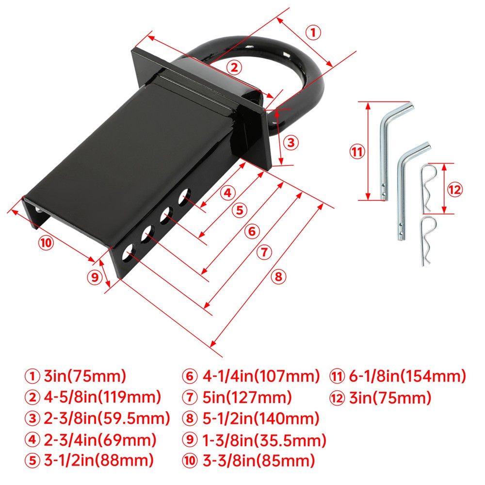 Heavy Duty 4 Pack Trailer Adjustable Stake Pocket D-Ring Zinc 2”×4" 16200LBS