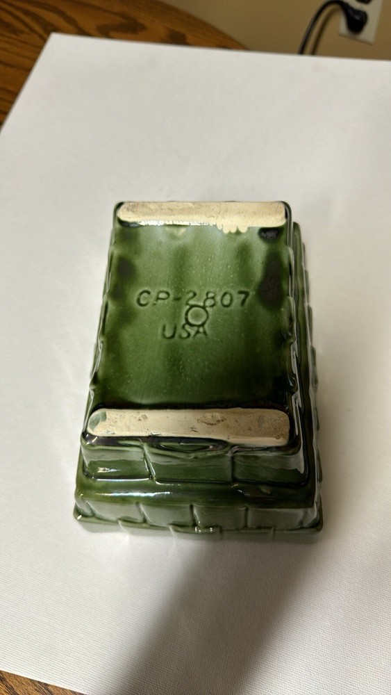 Cookson pottery USA green glazed rectangular planter CP-2807