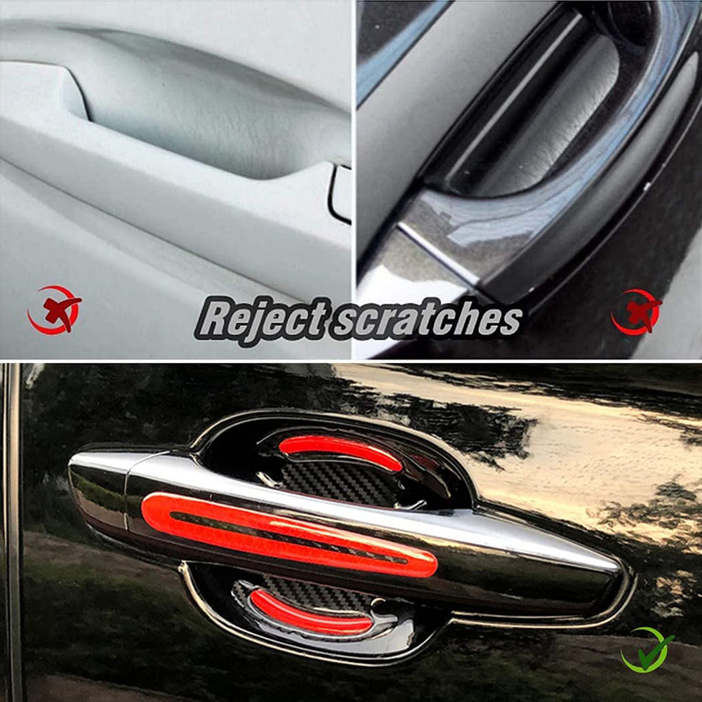 8 PCS Car Door Handle Reflective Sticker Safety Strips Anti Scratch Protector