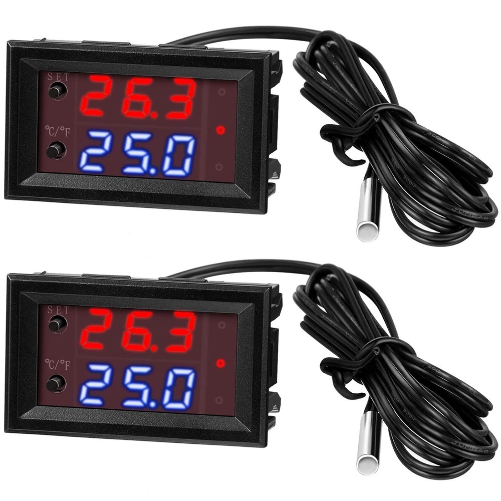 2 Pieces 12V Electronic Temperature Controller Programmable -50 to 110 Degree Ce