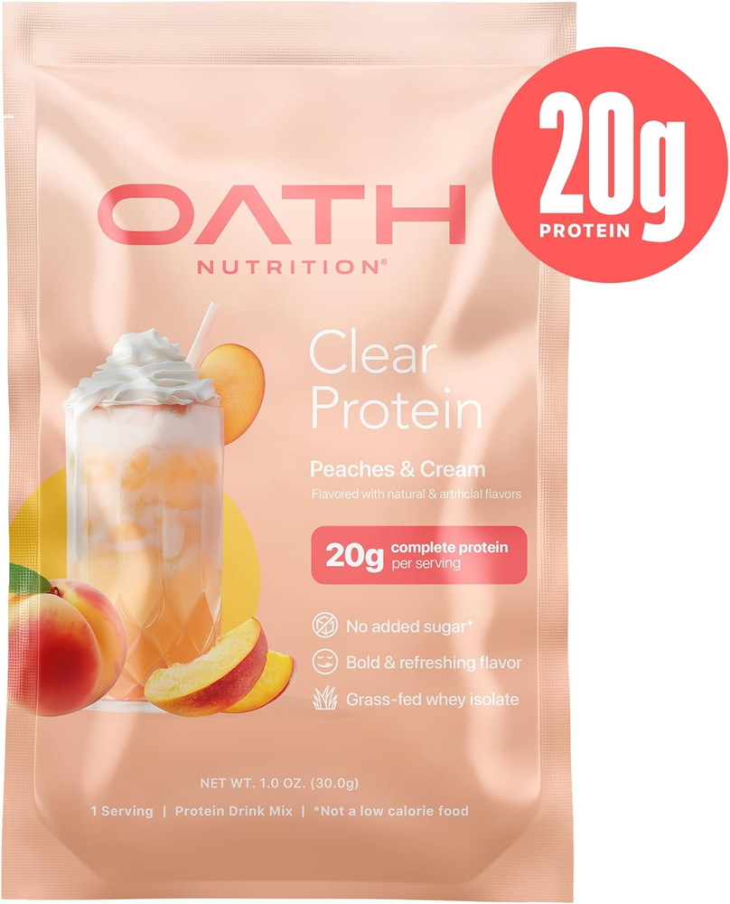 Clear Whey Isolate Protein Powder, Peaches & Cream, 20G Complete Protein per ...