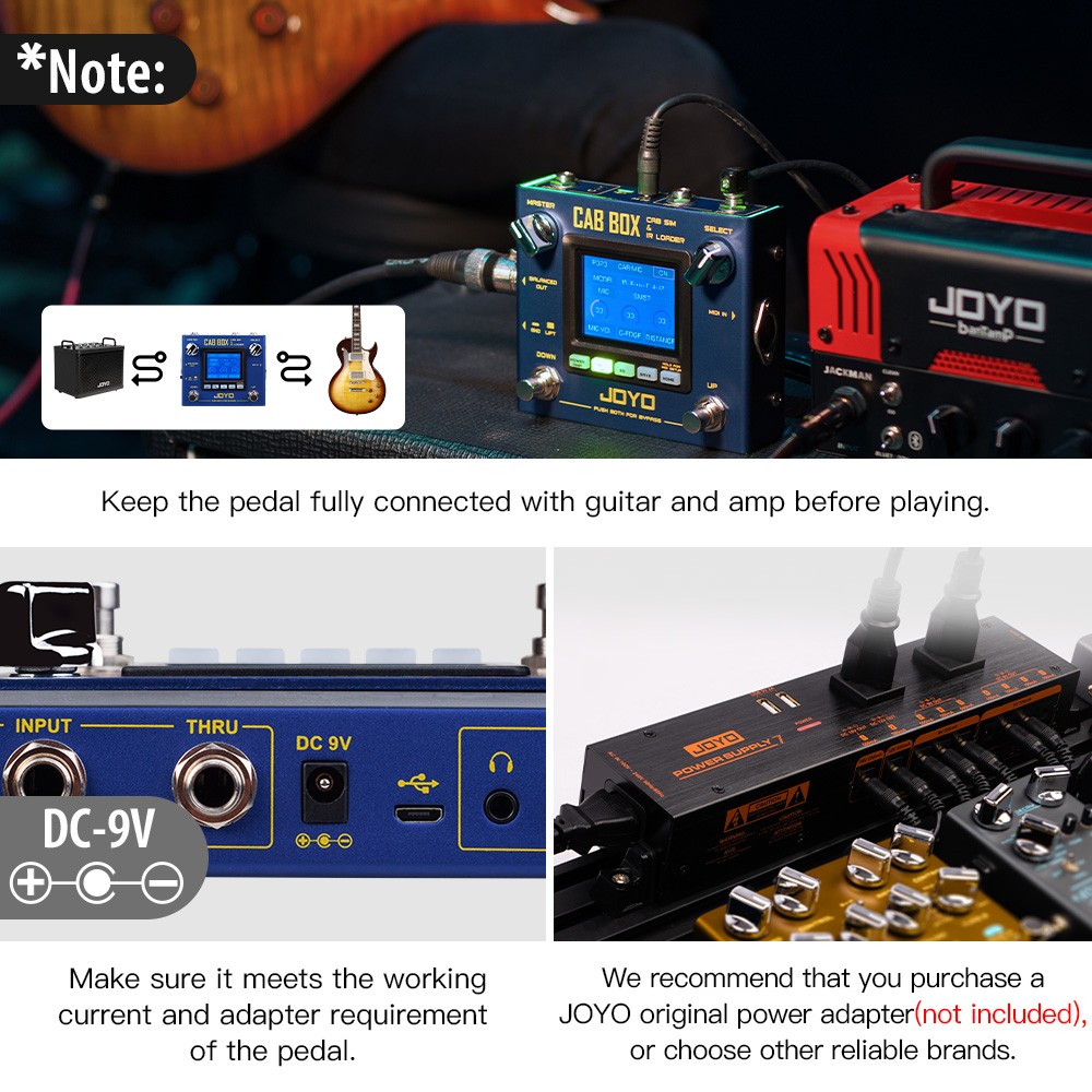 JOYO Multi Effects IR Loading Cabinet Modeling Amp Simulator Pedal Power Adapter