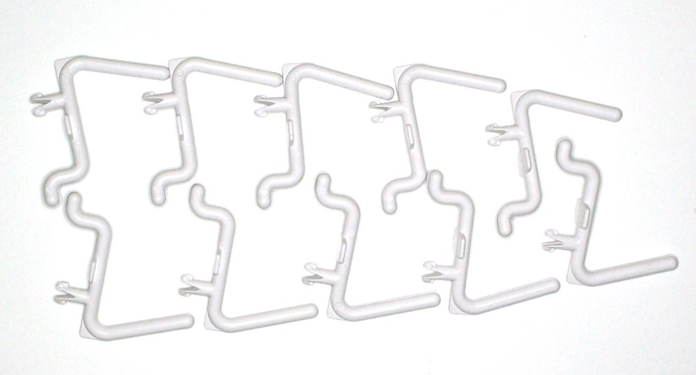 Plastic White L Style Pegboard Hook Kit Storage 100 Pack PEGBOARD NOT INCLUDED